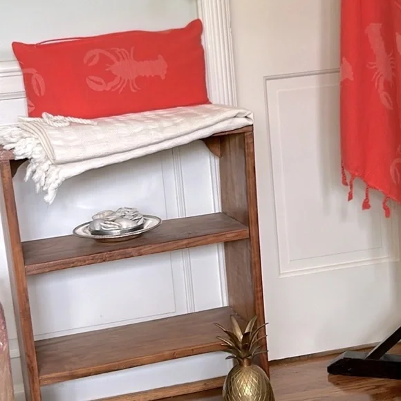 Lobster Louie SET Organic Cotton Blanket Towel 2 Sided + Nap Pillow Cover 🦞 Red - Picture 8 of 14